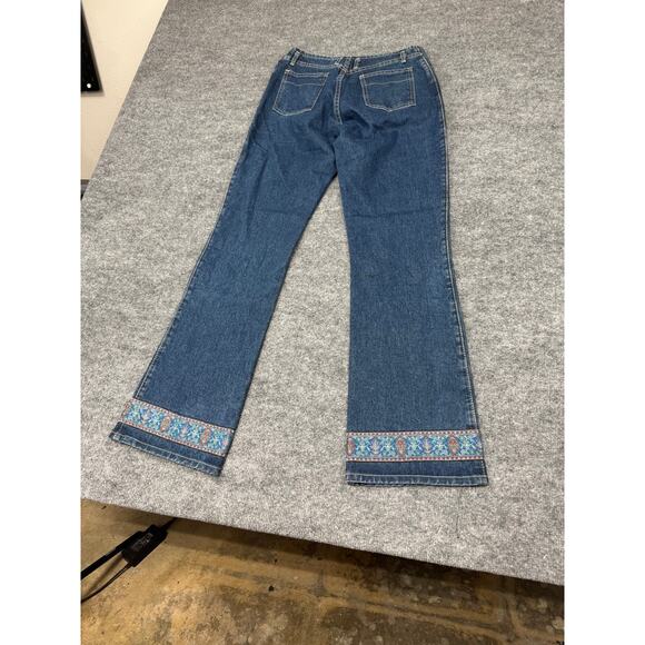Vintage Y2K Be Bop Flare Jeans Sz 9 | Boho Embroidered Hem | Made in USA - Picture 5 of 16